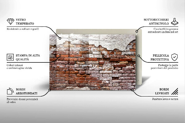 Sklo za varnú dosku Stará tehlová a betónová stena