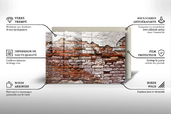 Sklo za varnú dosku Stará tehlová a betónová stena