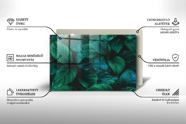 Kalené sklo za sporák Listy džungle