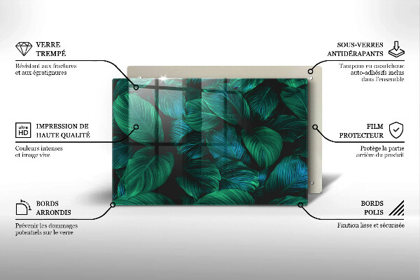 Kalené sklo za sporák Listy džungle