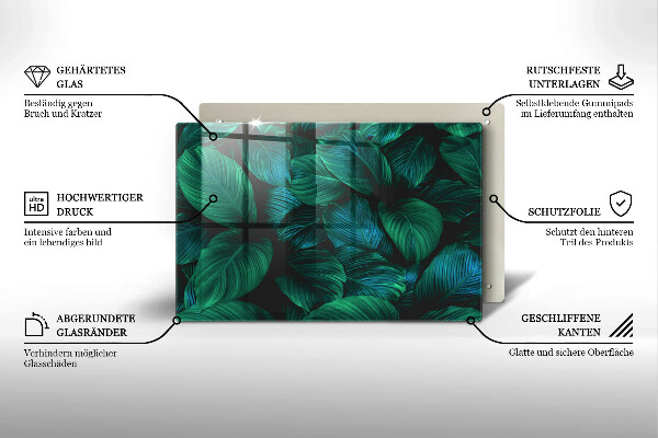 Kalené sklo za sporák Listy džungle
