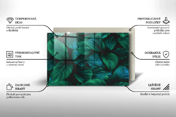 Kalené sklo za sporák Listy džungle