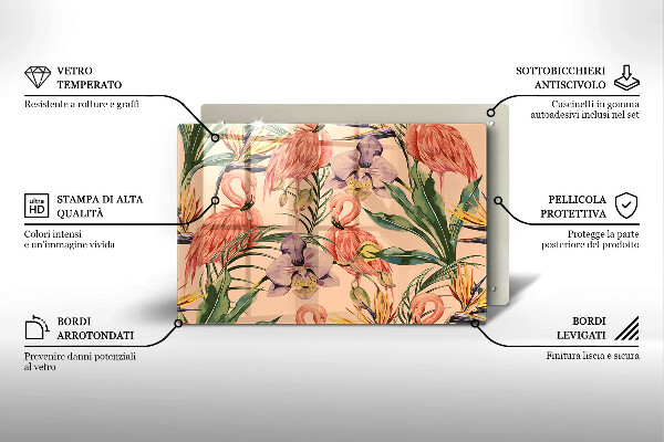 Sklo za varnú dosku Ilustrácie plameniakov