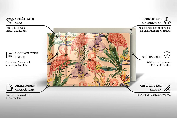 Sklo za varnú dosku Ilustrácie plameniakov