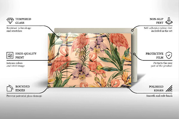 Sklo za varnú dosku Ilustrácie plameniakov