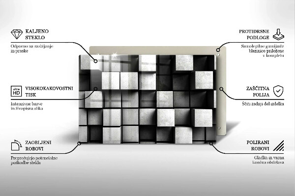 Sklo za varnú dosku Abstraktné 3D štvorce