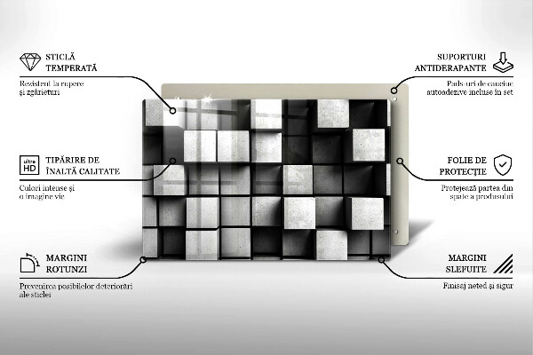 Sklo za varnú dosku Abstraktné 3D štvorce