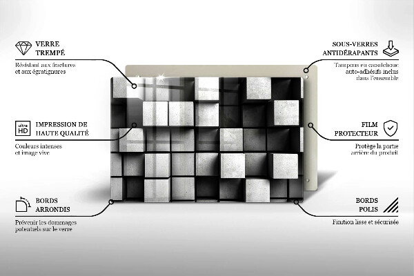 Sklo za varnú dosku Abstraktné 3D štvorce