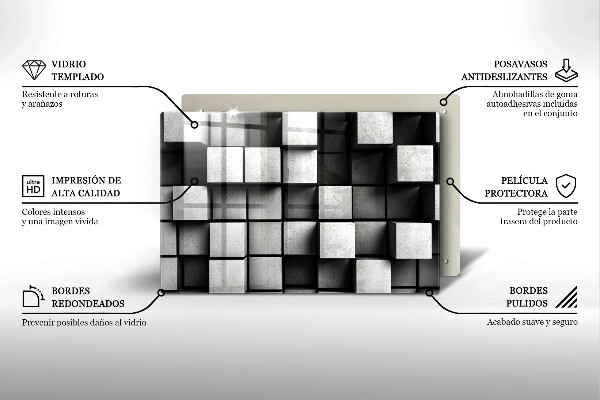 Sklo za varnú dosku Abstraktné 3D štvorce