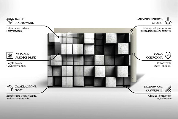 Sklo za varnú dosku Abstraktné 3D štvorce