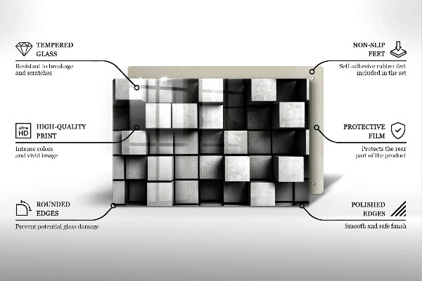 Sklo za varnú dosku Abstraktné 3D štvorce