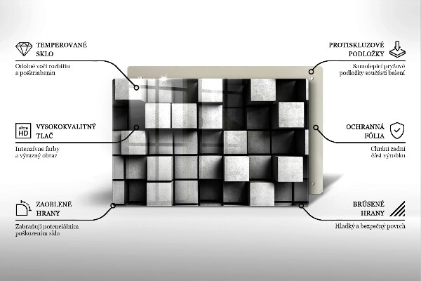 Sklo za varnú dosku Abstraktné 3D štvorce