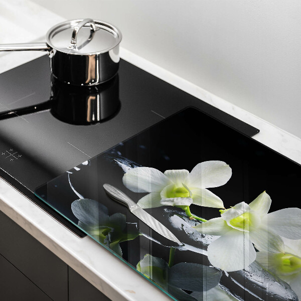 Sklo za varnú dosku Biele kvety v zenovej vode