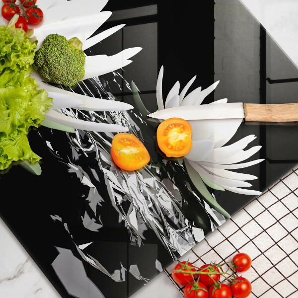 Sklo za varnú dosku Biele ľalie na vode