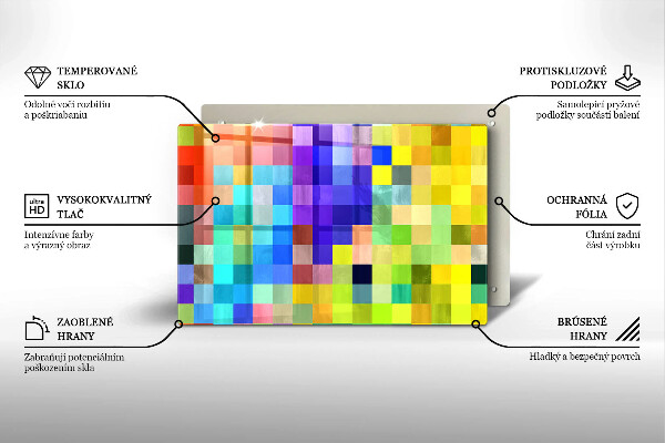 Sklo za varnú dosku Farebné pixelové štvorce