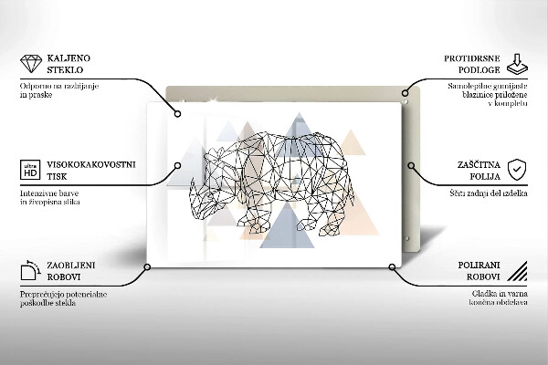 Sklo za varnú dosku Line art nosorožca