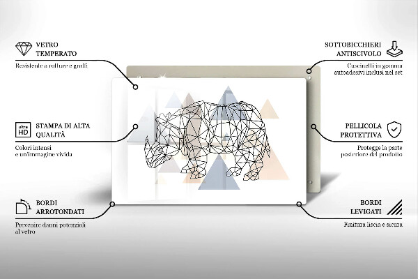 Sklo za varnú dosku Line art nosorožca