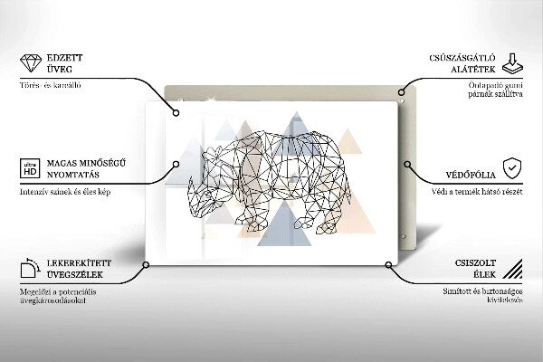 Sklo za varnú dosku Line art nosorožca