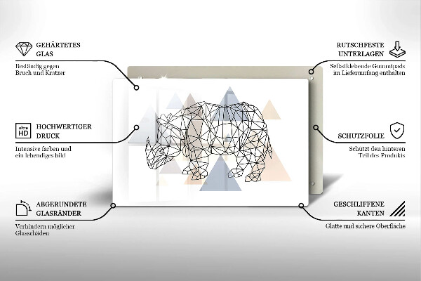 Sklo za varnú dosku Line art nosorožca