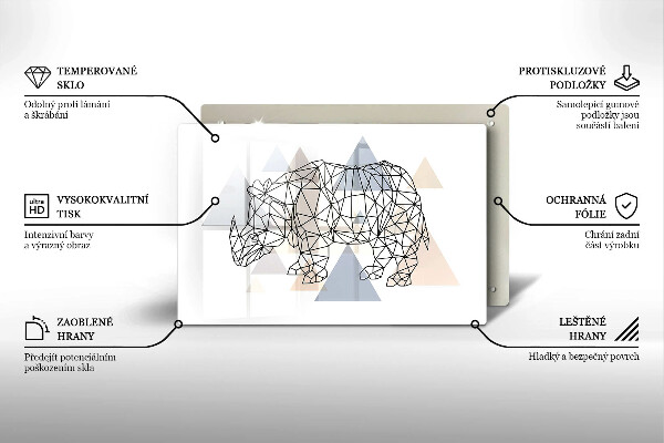 Sklo za varnú dosku Line art nosorožca