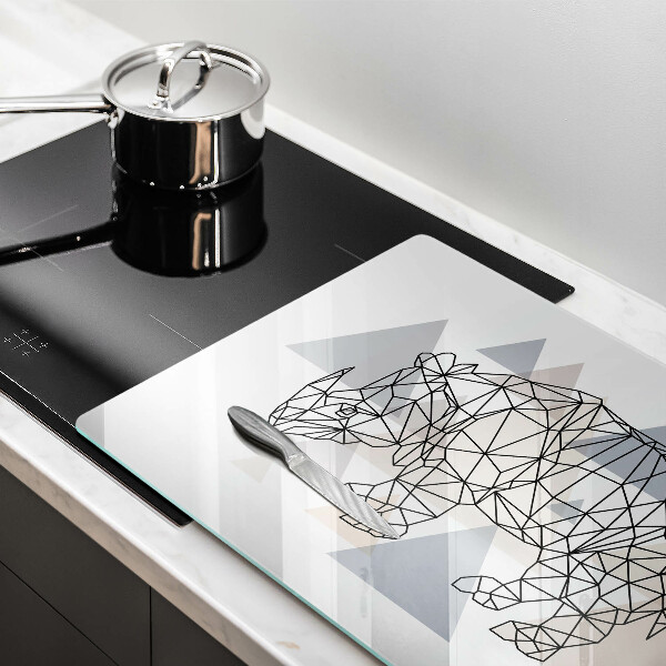 Sklo za varnú dosku Line art nosorožca