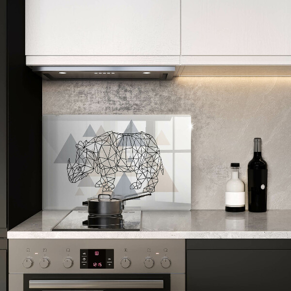 Sklo za varnú dosku Line art nosorožca