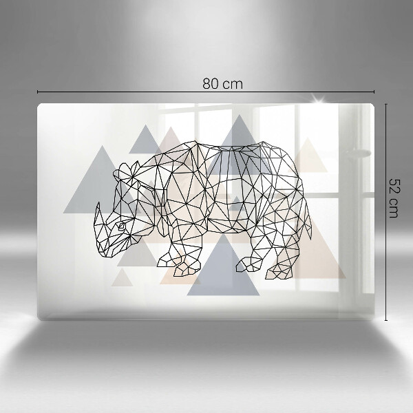 Sklo za varnú dosku Line art nosorožca