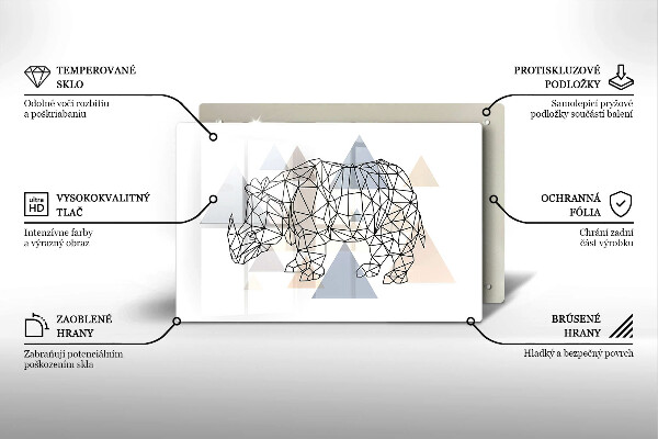 Sklo za varnú dosku Line art nosorožca