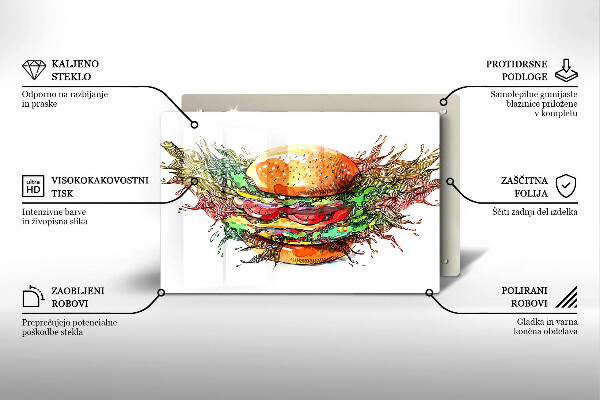 Sklo za varnú dosku Kresba hamburgera