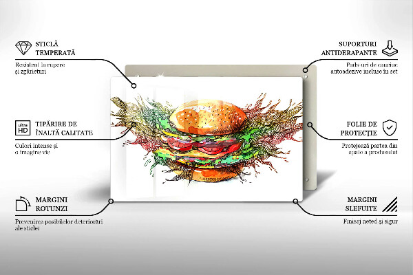 Sklo za varnú dosku Kresba hamburgera