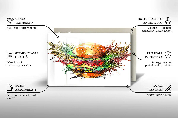 Sklo za varnú dosku Kresba hamburgera