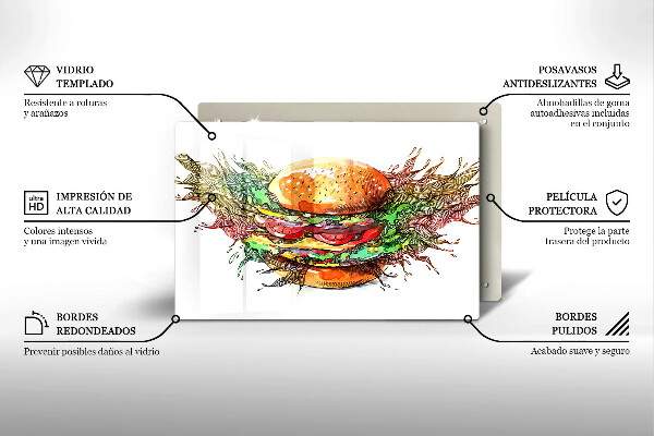 Sklo za varnú dosku Kresba hamburgera