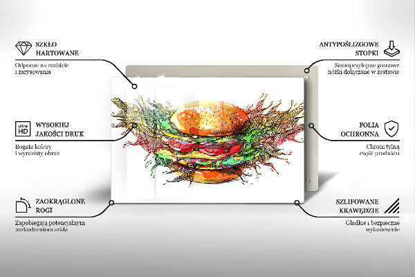 Sklo za varnú dosku Kresba hamburgera