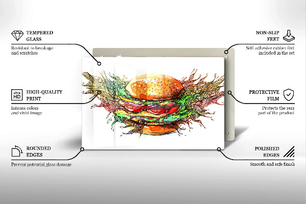 Sklo za varnú dosku Kresba hamburgera