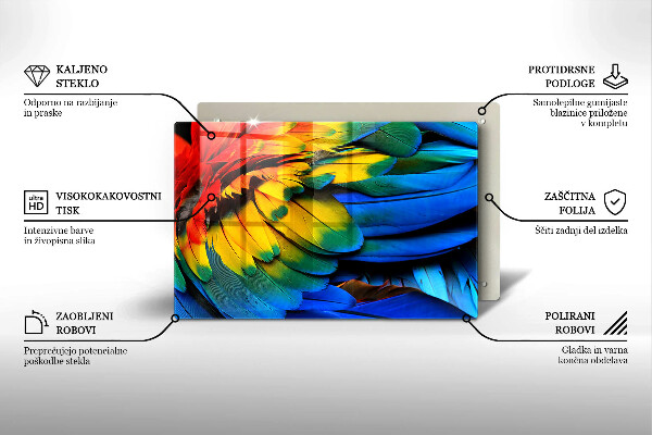 Kalené sklo za sporák Farebné papagájové perie
