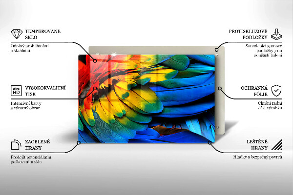 Kalené sklo za sporák Farebné papagájové perie