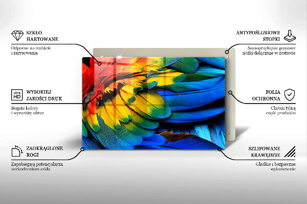 Kalené sklo za sporák Farebné papagájové perie