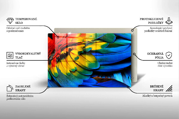 Kalené sklo za sporák Farebné papagájové perie
