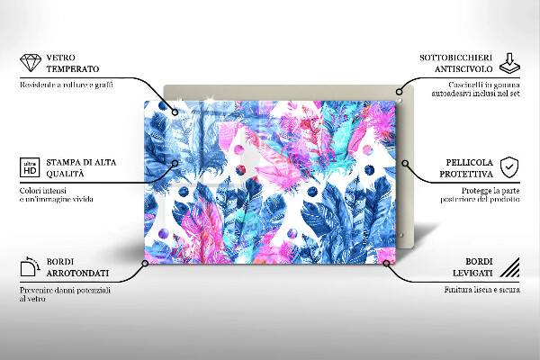 Sklo za varnú dosku Perie boho ilustrácie