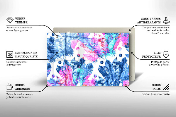 Sklo za varnú dosku Perie boho ilustrácie