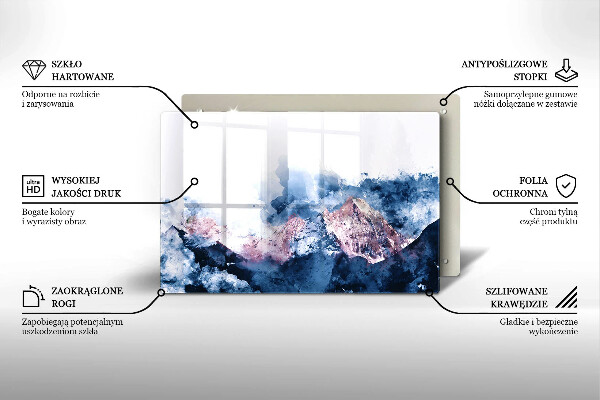 Krycia doska na sporák Abstraktné maľované hory