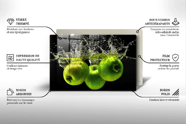 Kryt na indukčnú dosku Zelené jablká a voda