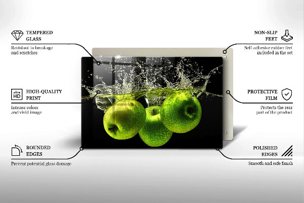 Kryt na indukčnú dosku Zelené jablká a voda