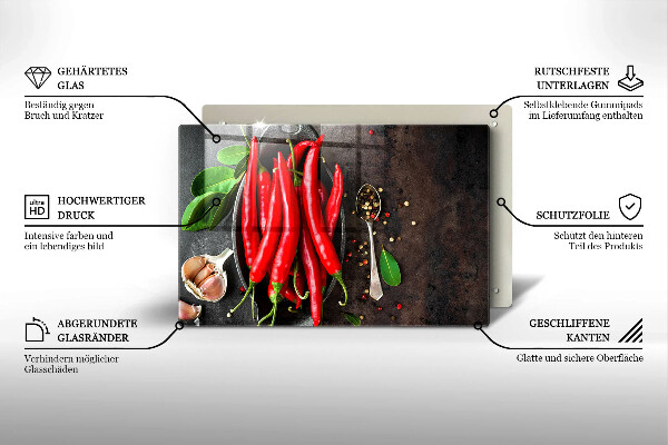 Kryt na indukčnú dosku Červené chilli papričky