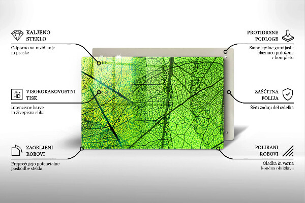 Kryt na indukčnú dosku Prírodné žilky listov