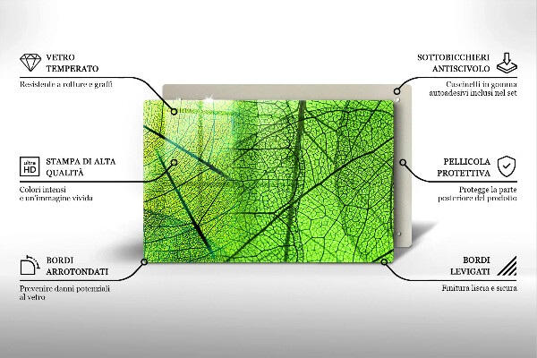 Kryt na indukčnú dosku Prírodné žilky listov