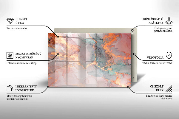 Kalené sklo za sporák Mramor so zlatom