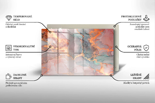 Kalené sklo za sporák Mramor so zlatom