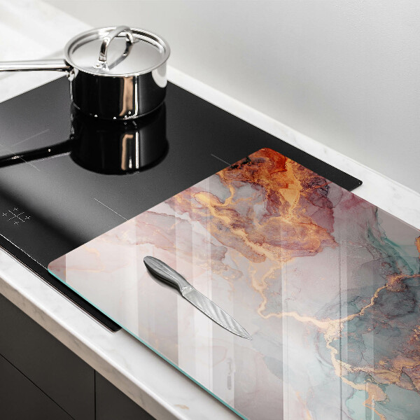 Kalené sklo za sporák Mramor so zlatom