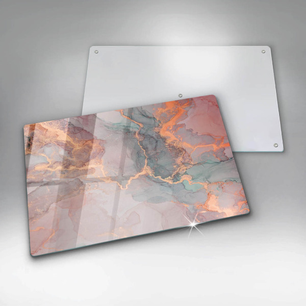 Kalené sklo za sporák Mramor so zlatom